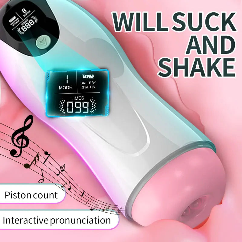 Automatic Suction Simulation Sex Toys, Telescopic, Intelligent, with Sound and Heating – Best Male Masturbators