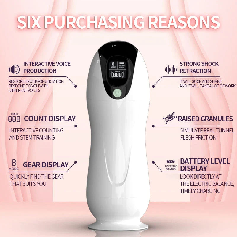Automatic Suction Simulation Sex Toys, Telescopic, Intelligent, with Sound and Heating – Best Male Masturbators