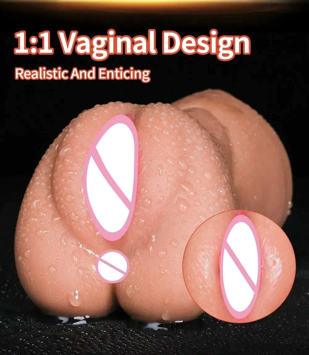 3 IN 1 Realistic Artificial Deep Throat, Male Masturbator with Oral Suction and Realistic Rubber Vagina 