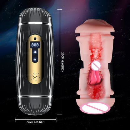 Dual Channel Vibrating & Heating Male Masturbation Cup, Top Male Sex Toy