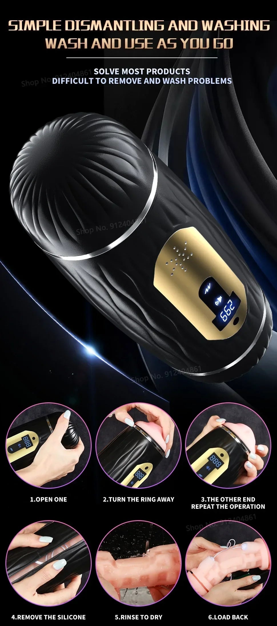 Dual Channel Vibrating &amp; Heating Male Masturbation Cup, Top Male Sex Toy 