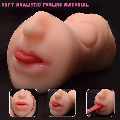 3 IN 1 Realistic Artificial Deep Throat, Male Masturbator with Oral Suction and Realistic Rubber Vagina 