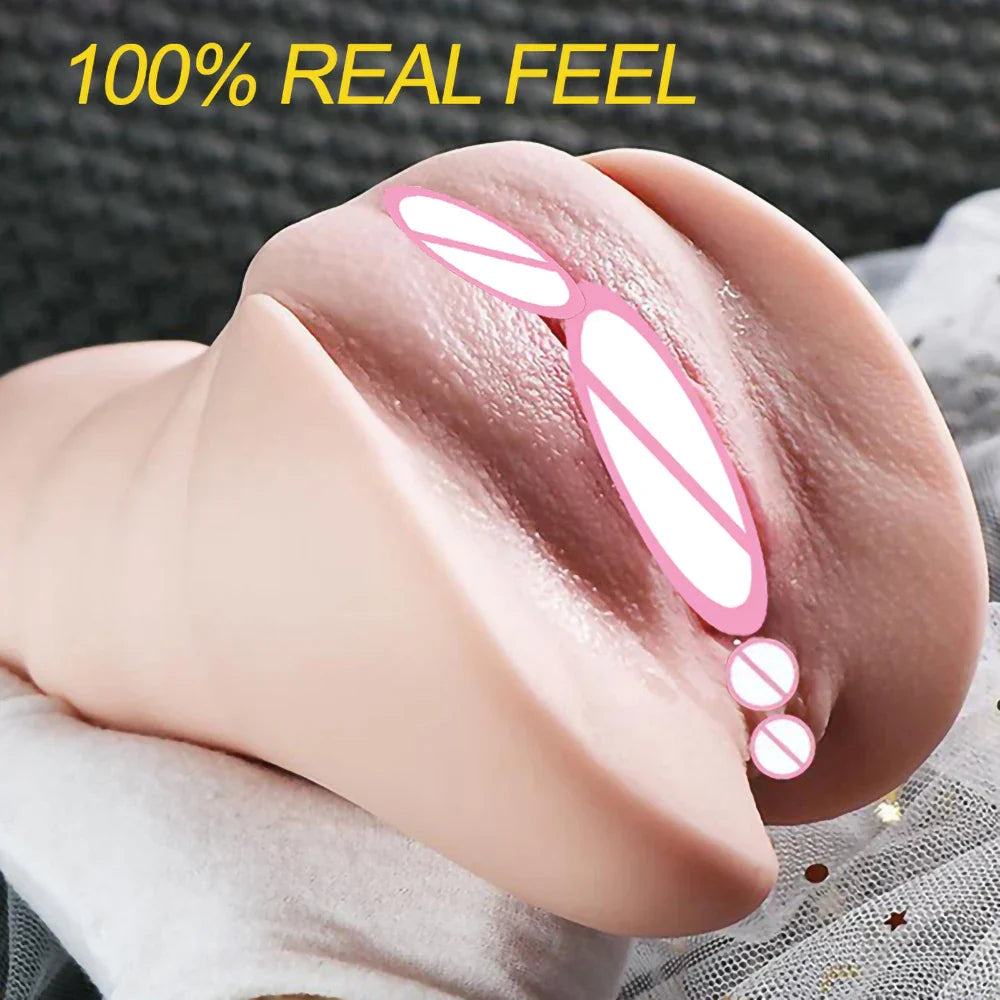 3 IN 1 Realistic Artificial Deep Throat, Male Masturbator with Oral Suction and Realistic Rubber Vagina 