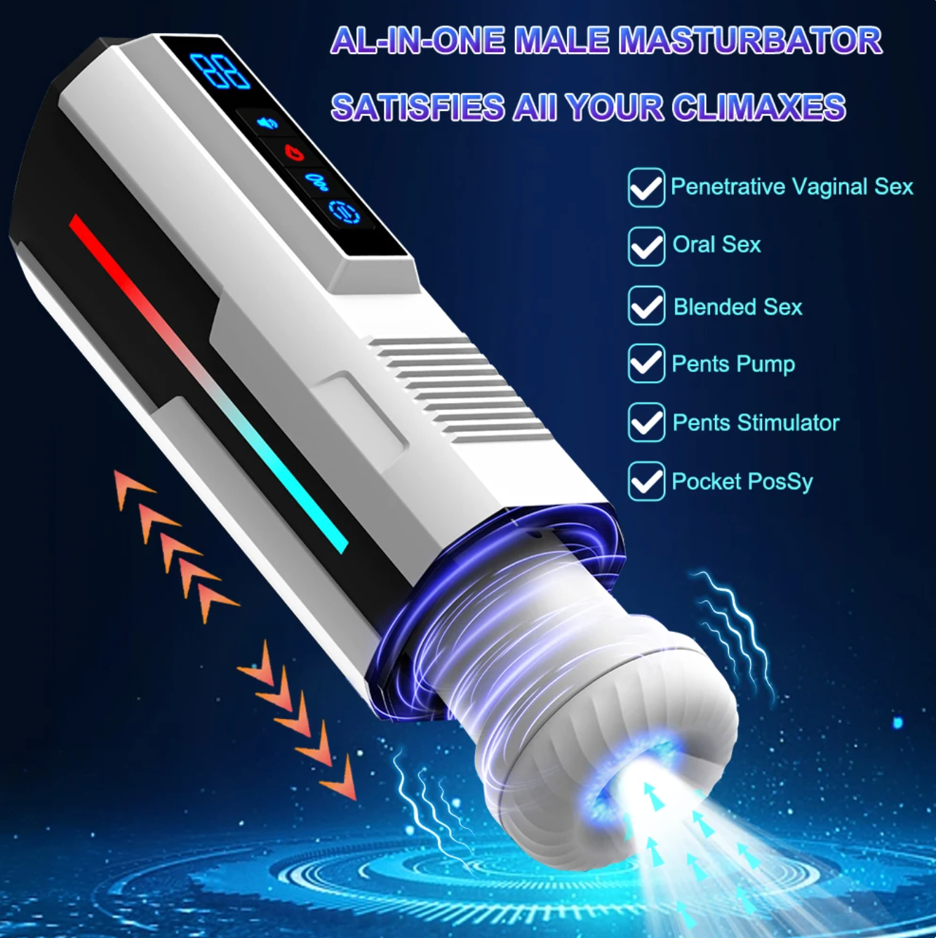 Automatic Telescopic Male Masturbator Cup with Suction and Vibration – Masturbation Machine 