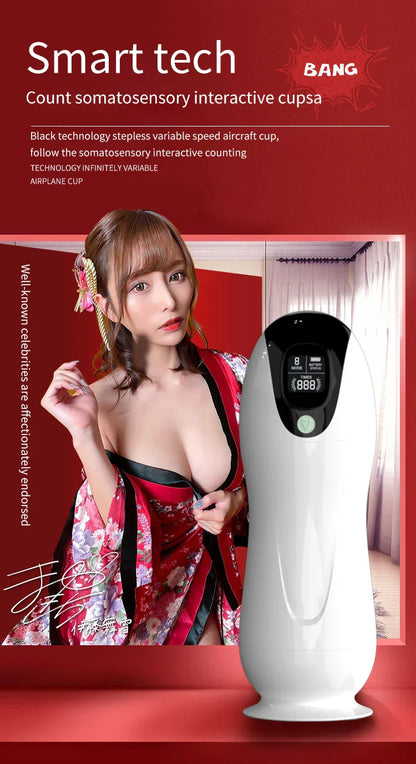 Automatic Suction Simulation Sex Toys, Telescopic, Intelligent, with Sound and Heating – Best Male Masturbators 